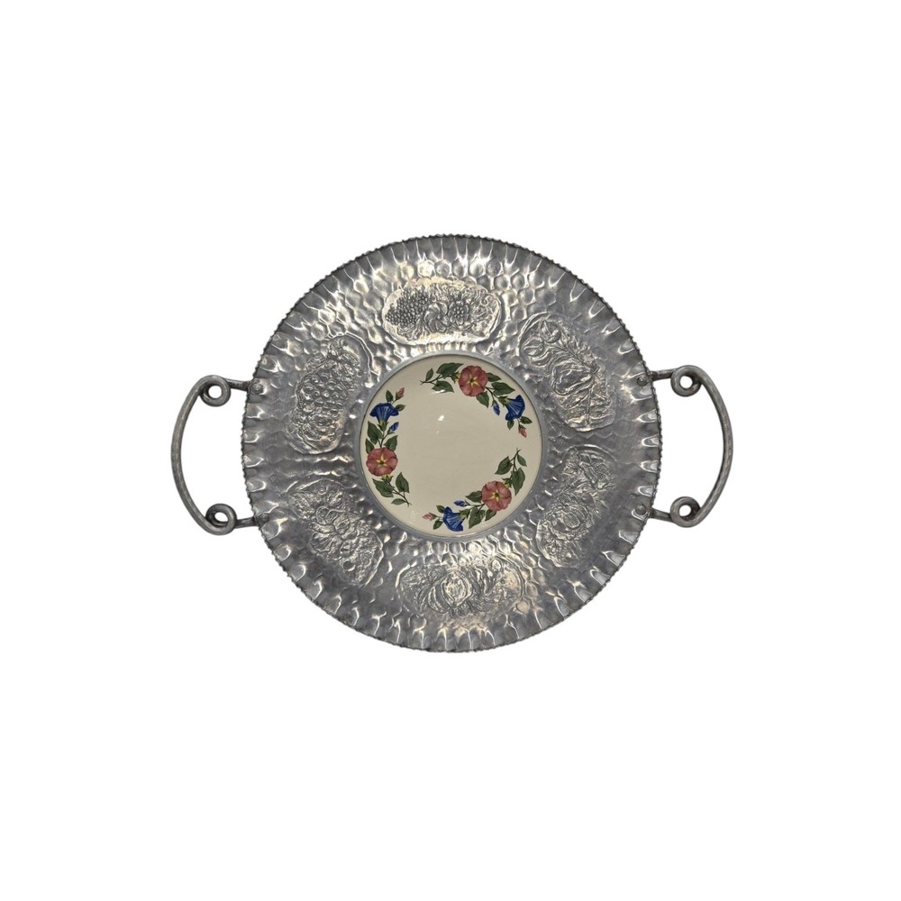 Shenandoah Ware Morning Glory With Cromwell Hand Hammered‎ Wrought Aluminum Tray